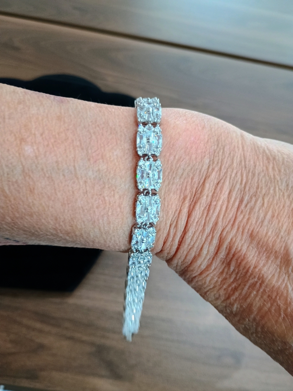 Classic Silver-Tone Crystal Tennis Bracelet - Sparkling Clear Stones - Picture 4 of 4